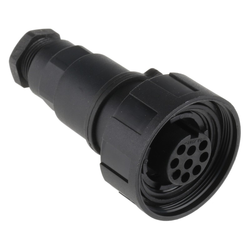 1 pcs - Bulgin Circular Connector, 9 Contacts, Cable Mount, Socket, Female, IP68, Standard Buccaneer Series