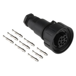 1 pcs - Bulgin Circular Connector, 9 Contacts, Cable Mount, Socket, Female, IP68, Standard Buccaneer Series