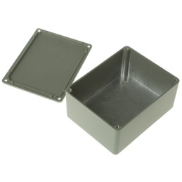 1 pcs - RS PRO Grey Die Cast Aluminium Enclosure, Grey Lid, 114.7 x 89.7 x 55.1mm