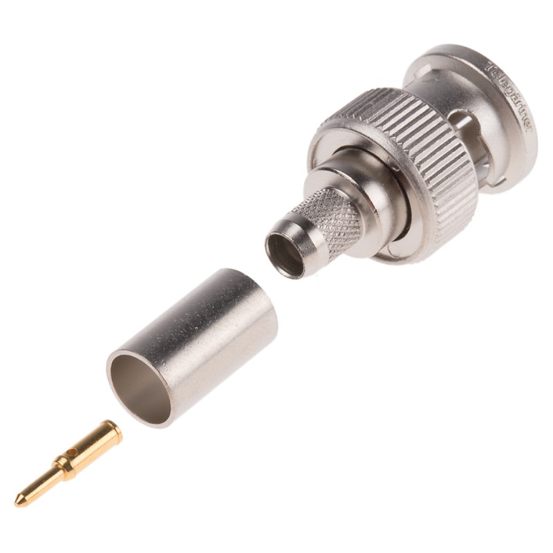 5 pcs - Telegartner, Plug Cable Mount BNC Connector, 75Ω, Crimp Termination, Straight Body