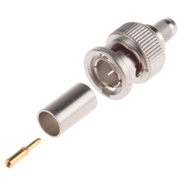 5 pcs - Telegartner, Plug Cable Mount BNC Connector, 75Ω, Crimp Termination, Straight Body