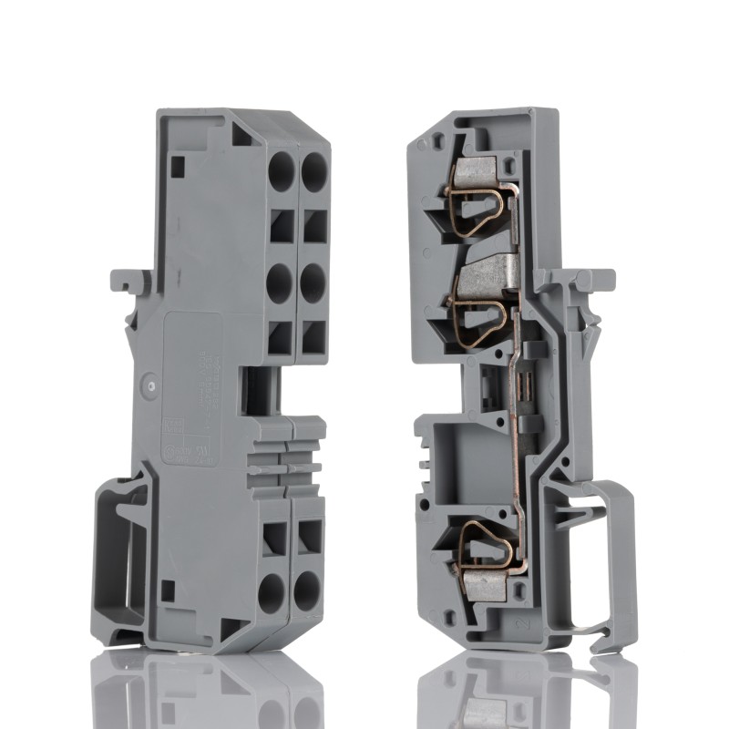 5 pcs - Wago 282 Series Grey Feed Through Terminal Block, 6mm², Single-Level, Cage Clamp Termination