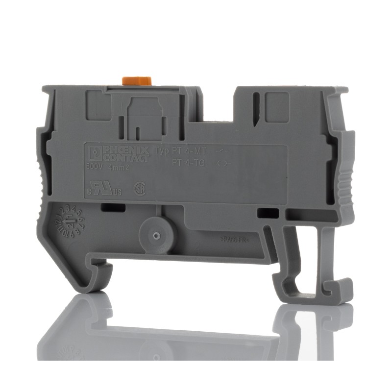 5 pcs - Phoenix Contact PT 4-MT Series Grey Disconnect Terminal Block, Single-Level, Push In Termination