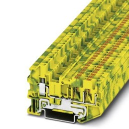 5 pcs - Phoenix Contact PTU 2.5-TWIN-PE Series Green/Yellow Earth Terminal Block, 2.5mm², Single-Level, Push In Termination