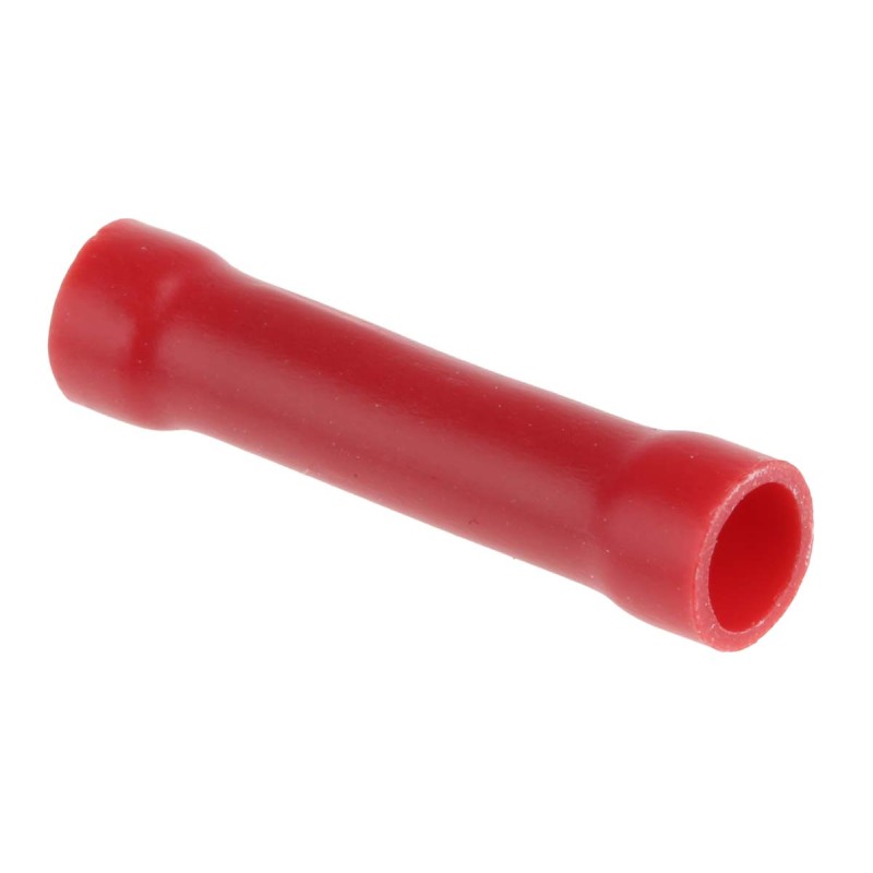 1 Pack of 100 - RS PRO Butt Splice Connector, Red, Insulated, Tin 22 - 16 AWG