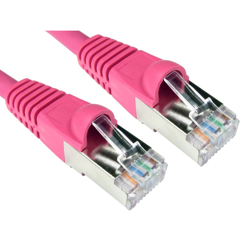 1 pcs - RS PRO Cat6a Straight Male RJ45 to Straight Male RJ45 Ethernet Cable, S/FTP, Pink LSZH Sheath, 500mm, Low Smoke Zero