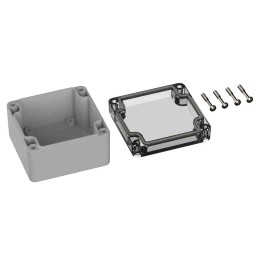 1 pcs - RS PRO Grey Polycarbonate General Purpose Enclosure, IP66, IK07, Clear Lid, 80 x 82 x 55mm