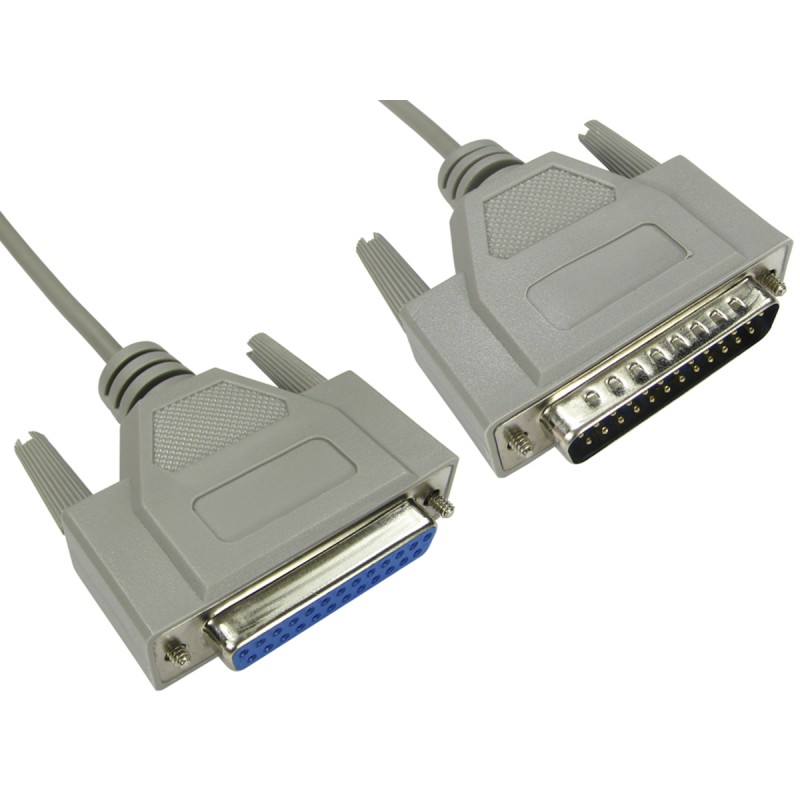 1 pcs - RS PRO Male 25 Pin D-sub to Female 25 Pin D-sub Serial Cable, 6m PVC