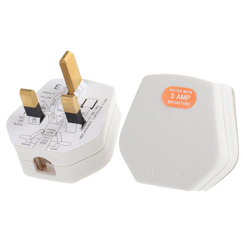 5 pcs - RS PRO UK Mains Plug, 3A, Cable Mount, 250 V ac