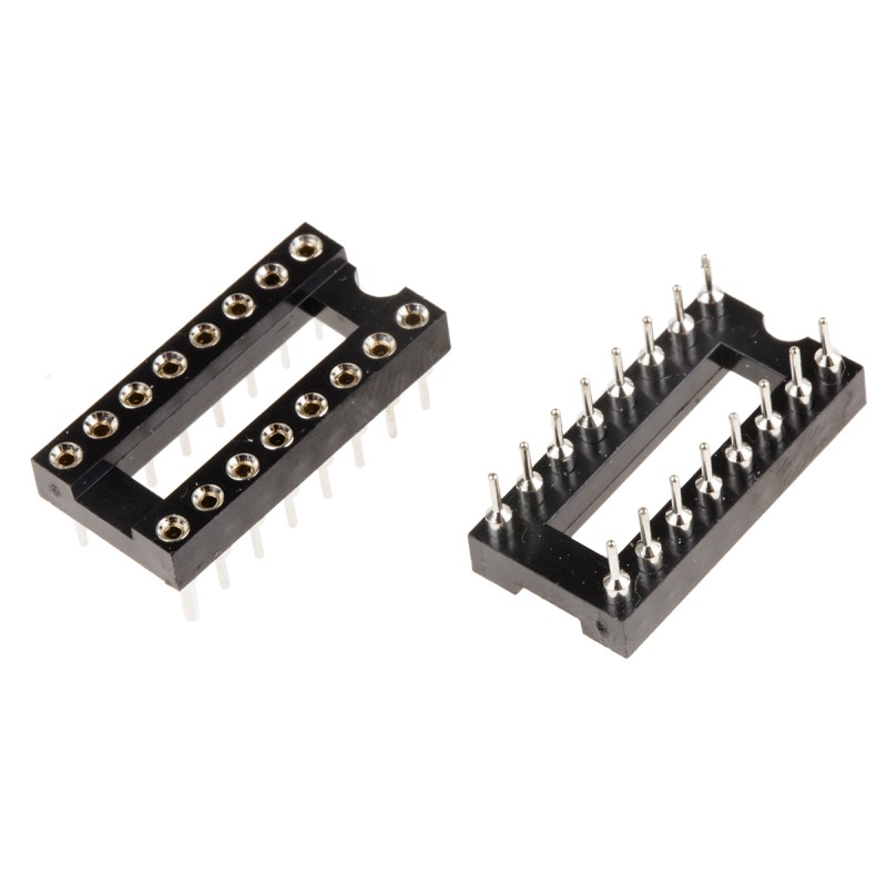 5 pcs - Winslow 2.54mm Pitch Vertical 16 Way, Through Hole Turned Pin Open Frame IC Dip Socket, 5A