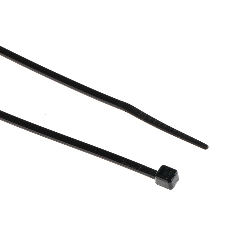 1 Bag of 100 - RS PRO Cable Tie, Heat Stabilised, 142mm x 2.5 mm, Black Nylon, Pk-100