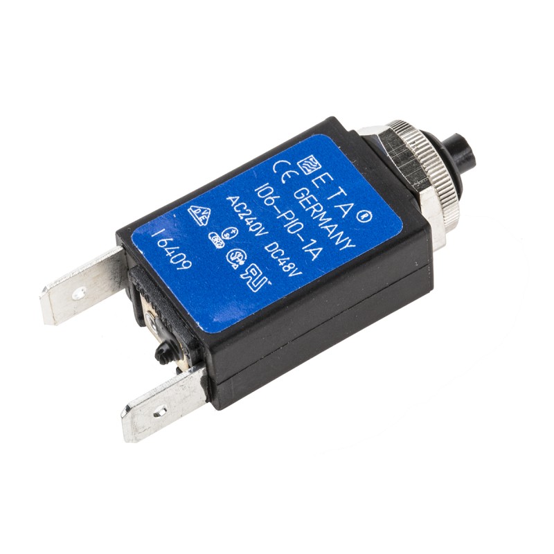 1 pcs - ETA Thermal Circuit Breaker - 106 Single Pole 240V Voltage Rating Panel Mount, 1A Current Rating