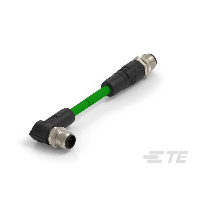 5 pcs - TE Connectivity Cat5e Straight Female M12 to Male M12 Ethernet Cable, 2m