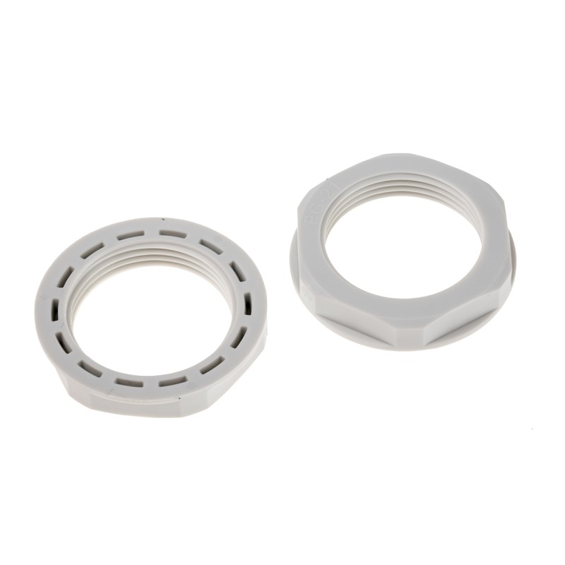 25 pcs - RS PRO Grey Nylon 66 Cable Gland Locknut, PG21 Thread, IP68