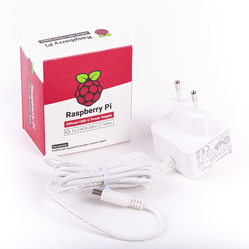1 pcs - Raspberry Pi Power Supply, USB Type C with EU Plug Type, 1.5m