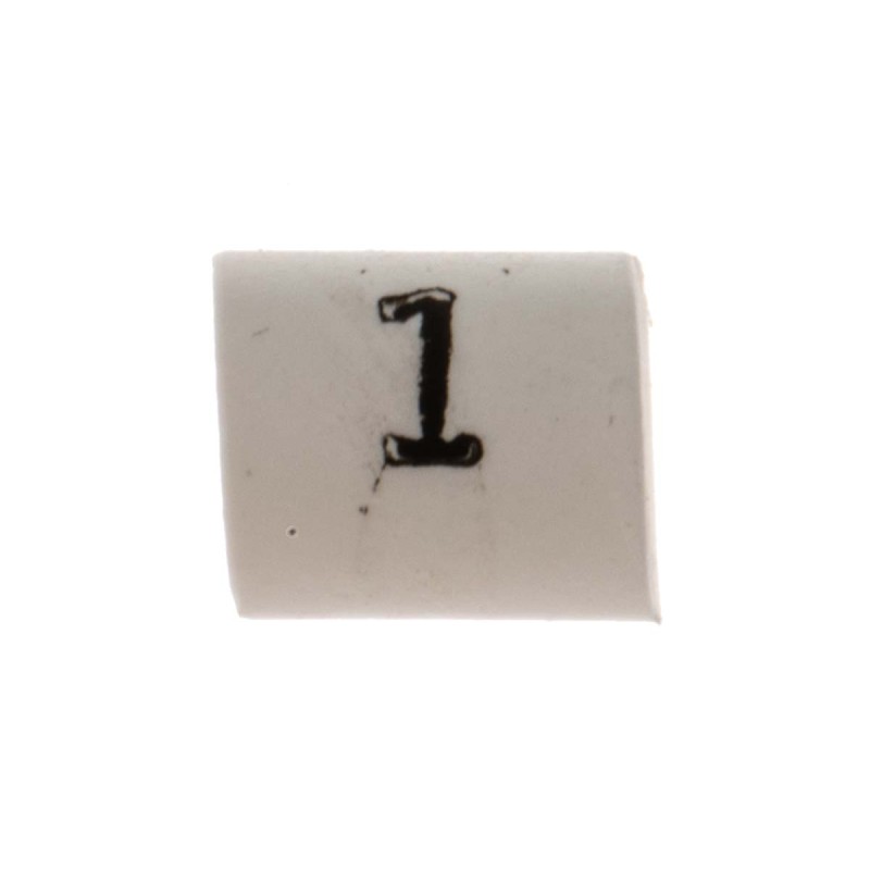 1 Bag of 100 - TE Connectivity Heat Shrink Cable Markers, White, Pre-printed '1', 1 - 3mm Cable