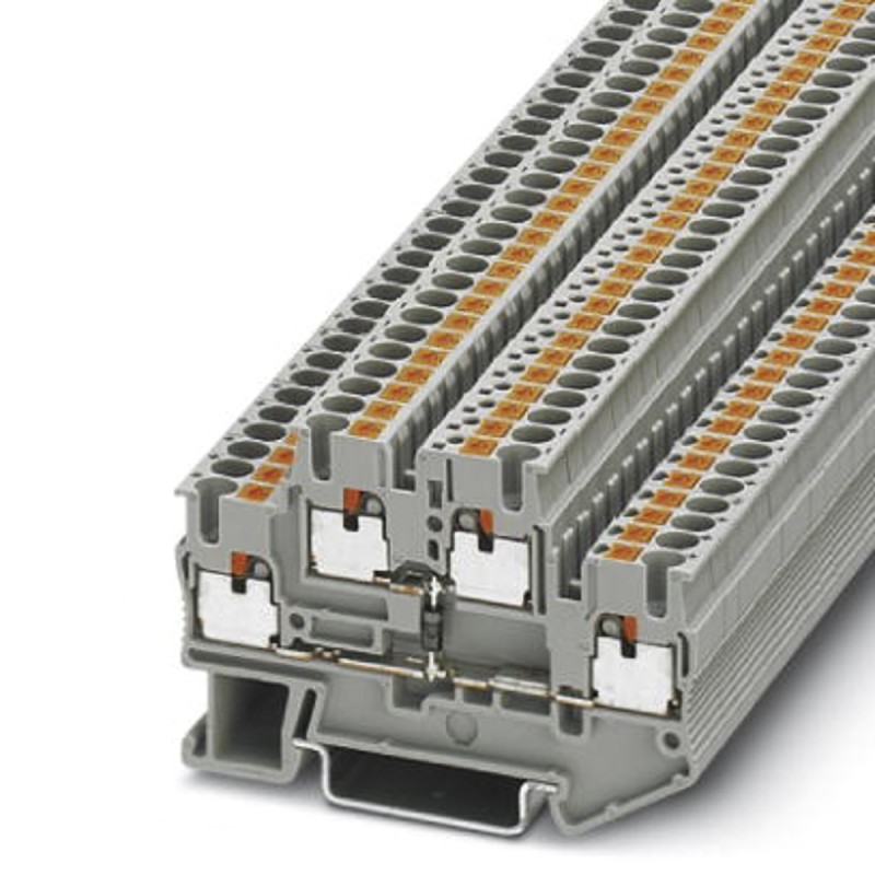 5 pcs - Phoenix Contact PTTB 2.5-DIO/U-O Series Grey Double Level Terminal Block, 0.14 - 4mm², Double-Level, Push In