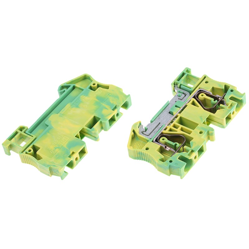 5 pcs - Phoenix Contact ST 6-PE Series Green/Yellow Earth Terminal Block, 0.2 - 6mm², Single-Level, Spring Clamp