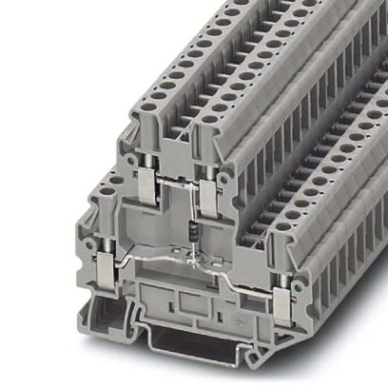 5 pcs - Phoenix Contact UTTB 2.5-DIO/U-O Series Grey DIN Rail Terminal Block, Double-Level, Screw Termination