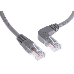 1 pcs - RS PRO Cat5e Straight Male RJ45 to Right Angle Male RJ45 Ethernet Cable, U/UTP, Grey PVC Sheath, 1m