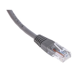 1 pcs - RS PRO Cat5e Straight Male RJ45 to Right Angle Male RJ45 Ethernet Cable, U/UTP, Grey PVC Sheath, 1m