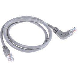 1 pcs - RS PRO Cat5e Straight Male RJ45 to Right Angle Male RJ45 Ethernet Cable, U/UTP, Grey PVC Sheath, 1m