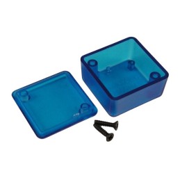 1 pcs - Hammond 1551 Series Translucent Blue ABS Enclosure, IP54, Flanged, Translucent Blue Lid, 35 x 35 x 20mm
