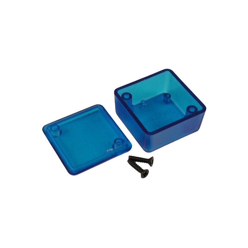 1 pcs - Hammond 1551 Series Translucent Blue ABS Enclosure, IP54, Flanged, Translucent Blue Lid, 35 x 35 x 20mm
