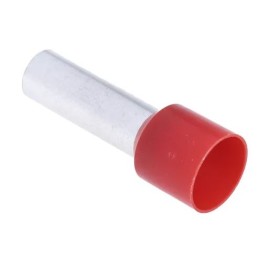 100 pcs - RS PRO Insulated Bootlace Ferrule, 25mm Pin Length, 8.7mm Pin Diameter, 35mm² Wire Size, Red