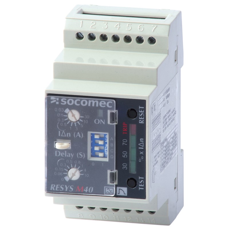 1 pcs - Socomec Earth Leakage Relay, 47 - 63Hz Frequency, 0.03 mA Leakage, 2 Output