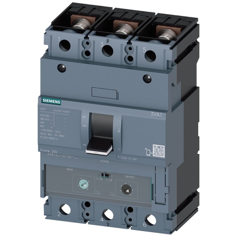 1 pcs - Siemens, SENTRON MCCB 3P 250A, Breaking Capacity 70 kA