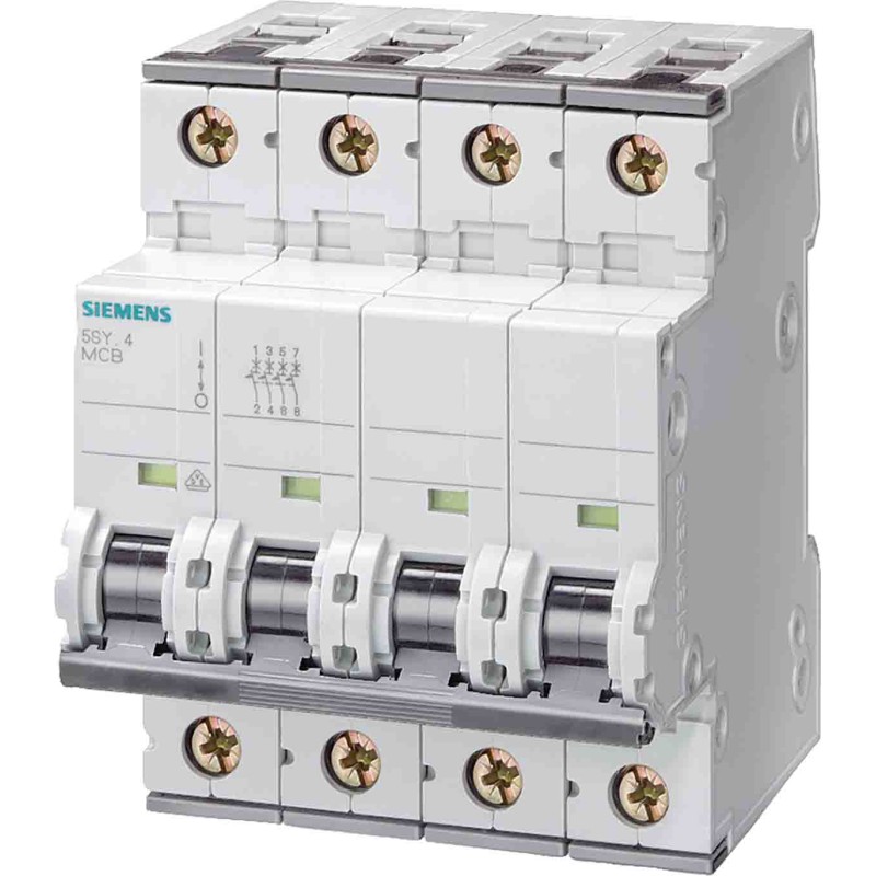 1 pcs - Siemens SENTRON 5SY4 MCB, 3P+N, 16A Curve D, 400V AC, 72V DC, 10 kA Breaking Capacity