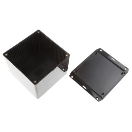 1 pcs - Hammond 1591 Series Black Flame Retardant ABS Enclosure, IP54, Flanged, Black Lid, 120 x 120 x 94mm