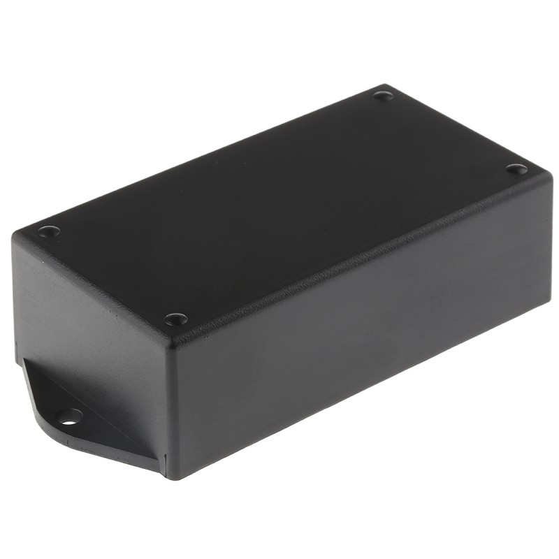 1 pcs - RS PRO Black ABS Enclosure, Flanged, Black Lid, 143.76 x 65.53 x 37.08mm
