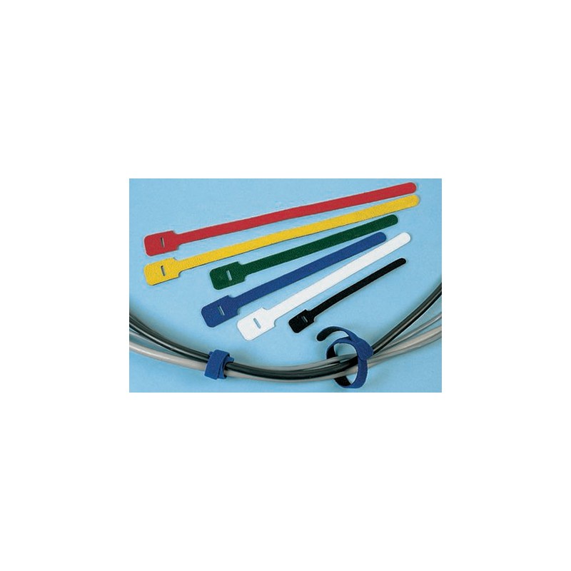 10 pcs - RS PRO Cable Tie, Hook and Loop, 225mm x 25 mm, White Nylon