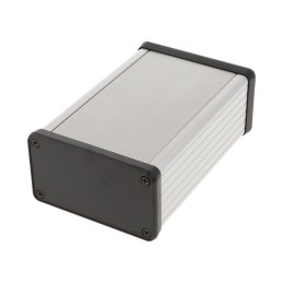 1 pcs - Hammond 1455 Series Clear Aluminium Enclosure, IP54, Black Lid, 120 x 78 x 43mm