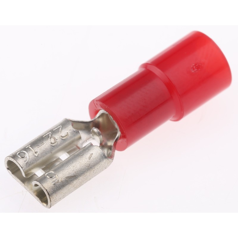 100 pcs - RS PRO Red Insulated Female Spade Connector, Receptacle, 4.75 x 0.5mm Tab Size, 0.5mm² to 1.5mm²