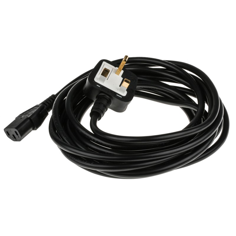 1 pcs - RS PRO IEC C13 Socket to Type G UK Plug Power Cord, 5m