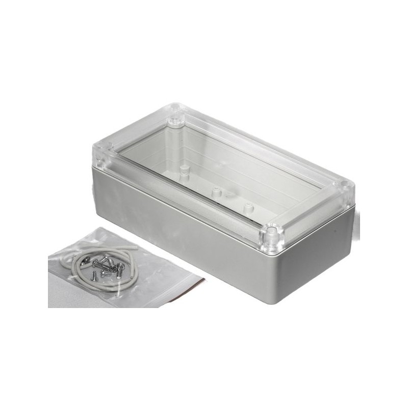 1 pcs - Hammond RP Series Light Grey ABS General Purpose Enclosure, IP65, Clear Lid, 165 x 85 x 55mm