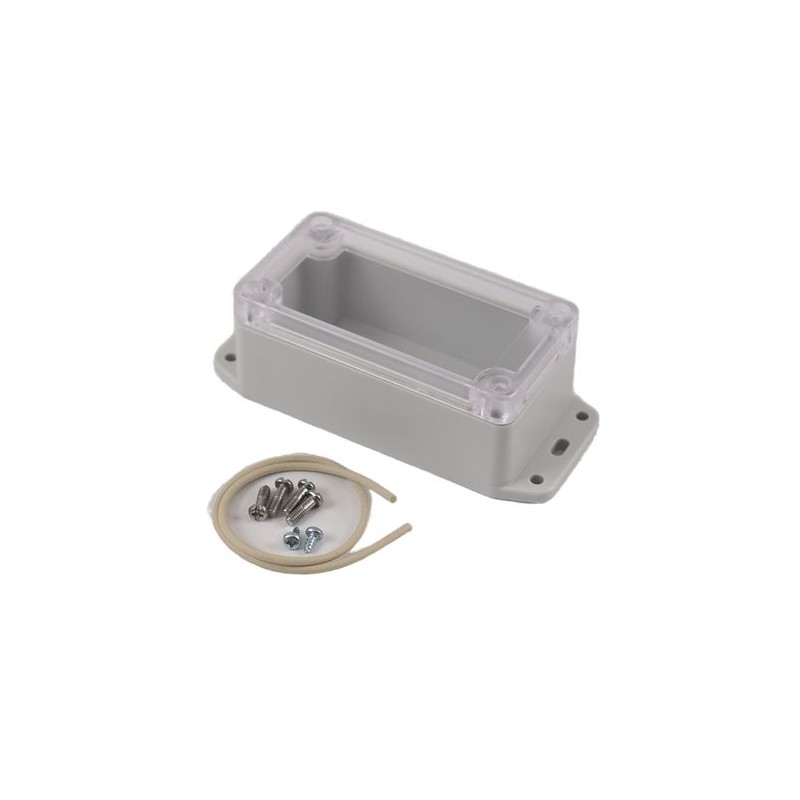 1 pcs - Hammond RP Series Light Grey Polycarbonate General Purpose Enclosure, IP65, Flanged, Clear Lid, 95 x 50 x 40mm