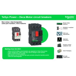 1 pcs - Schneider Electric TeSys Thermal Circuit Breaker - GV3P 3 Pole 690V Voltage Rating, 50A Current Rating