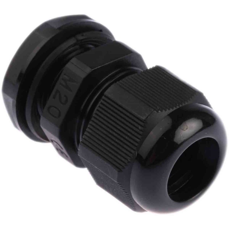 10 pcs - HellermannTyton NGM Series Black Nylon Cable Gland, M20 Thread, 10mm Min, 14mm Max, IP68