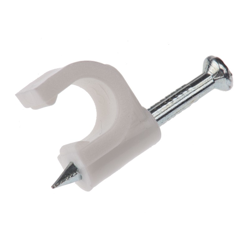 1 Box of 100 - RS PRO White PE Round Clip, 7mm Max. Bundle