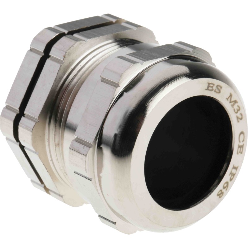 1 pcs - RS PRO Metallic Nickel Plated Brass Cable Gland, M32 Thread, 15mm Min, 22mm Max, IP68