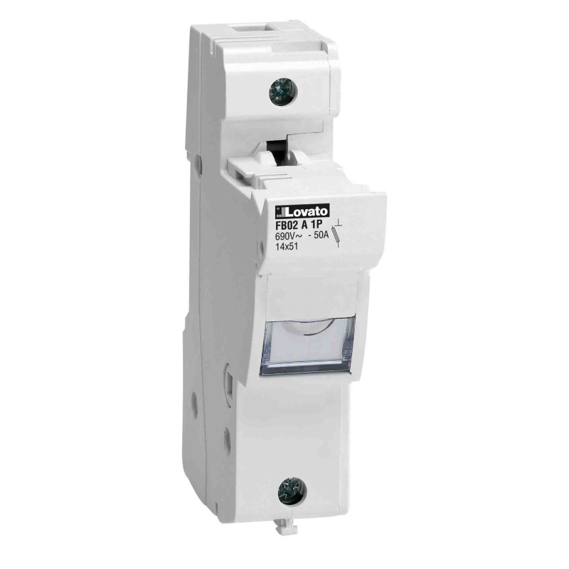 1 pcs - Lovato 50A Base Mount Fuse Holder for 14 x 51mm Fuse, 1P, 690V ac