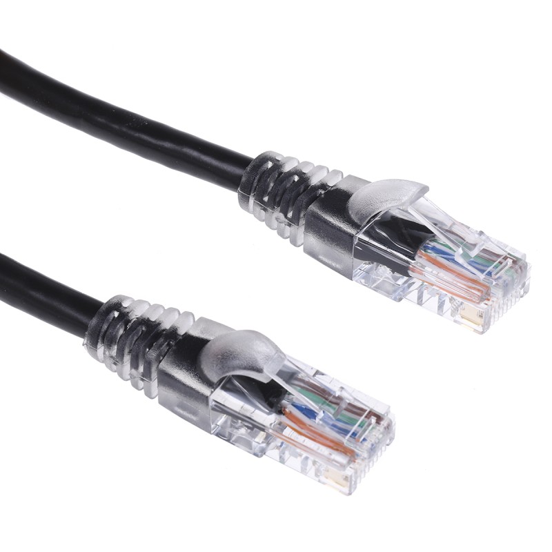 1 pcs - RS PRO Cat5e Male RJ45 to Male RJ45 Ethernet Cable, U/UTP, Black PVC Sheath, 1m
