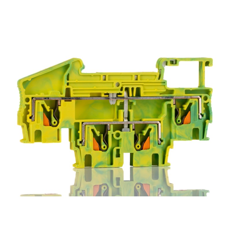1 pcs - Phoenix Contact 4-Way PTTB 4-PE Earth Terminal Block, 0.2 - 6mm², 24 - 10 AWG Wire, Push In, Polyamide