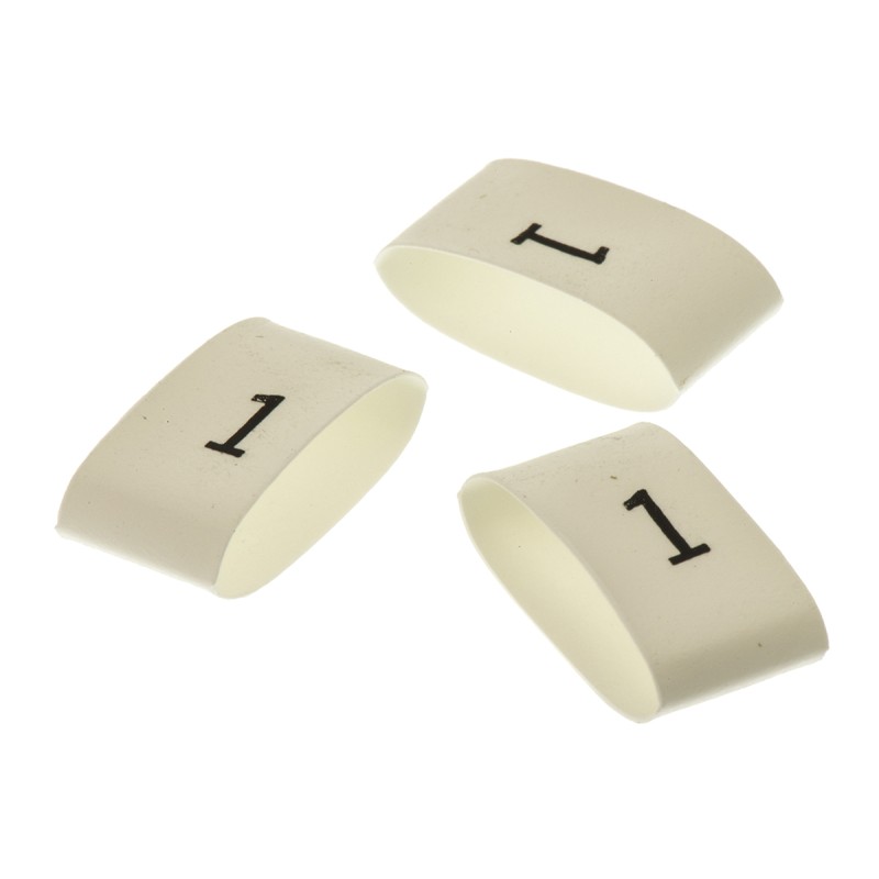 1 Bag of 100 - TE Connectivity Heat Shrink Cable Markers, White, Pre-printed '1', 4 - 12mm Cable