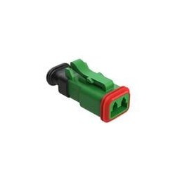1 pcs : AT06-2S-SR01GRN - Automotive Connectors 2 Position, Plug, Socket, SR01 Strain Relief (Standard Seal), Green Body