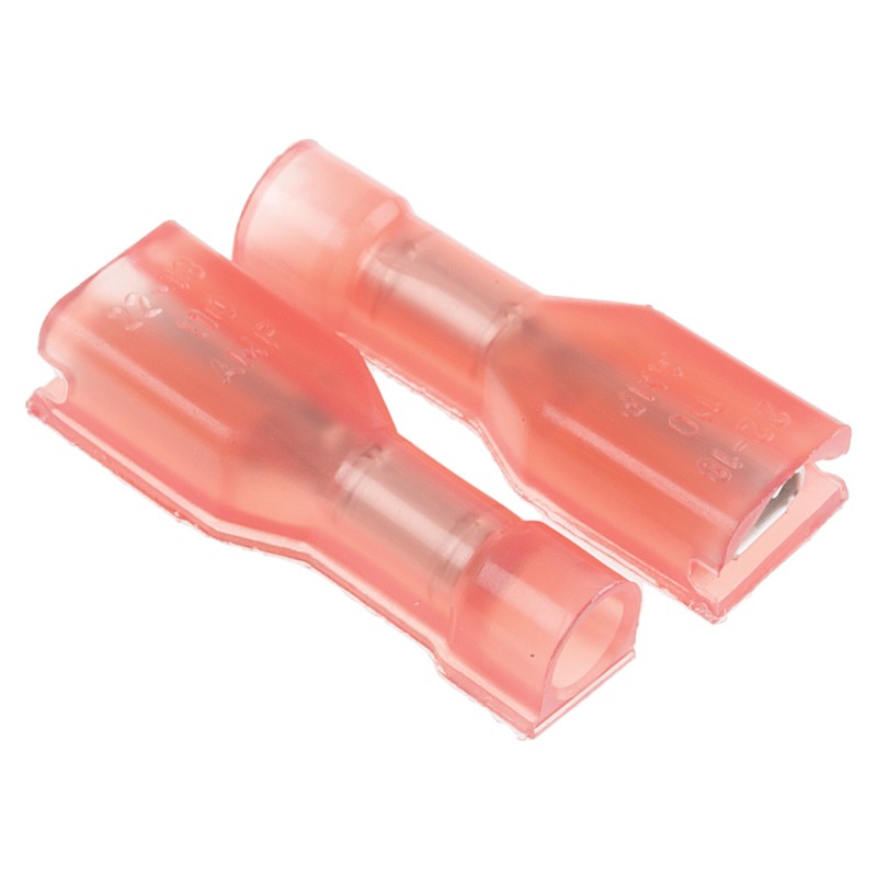 1 Bag of 1000 - TE Connectivity Ultra-Fast .110 Red Insulated Female Spade Connector, Receptacle, 2.79 x 0.51mm Tab Size, 0.3mm²